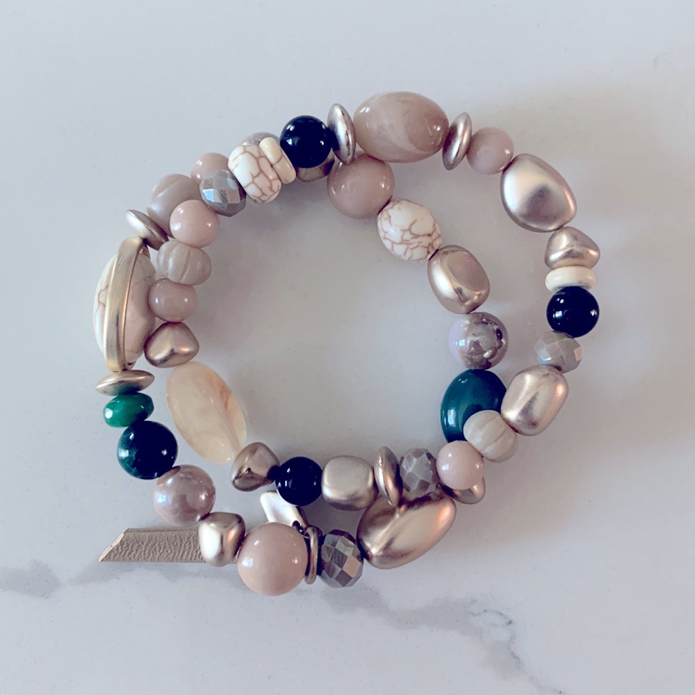 Chicos Gold and Green Neutral Bracelets